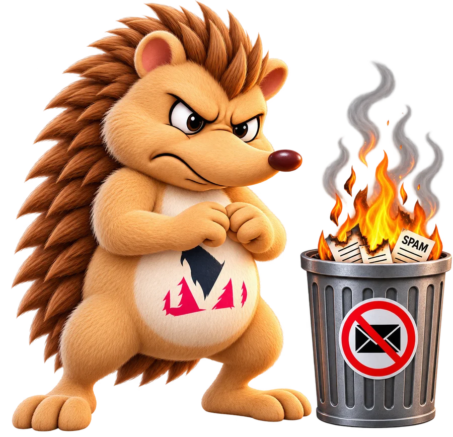 Maenda Media Maskottchen beim Spamfilter